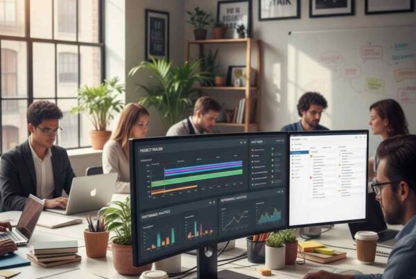 Small business operations dashboard in a real service workspace